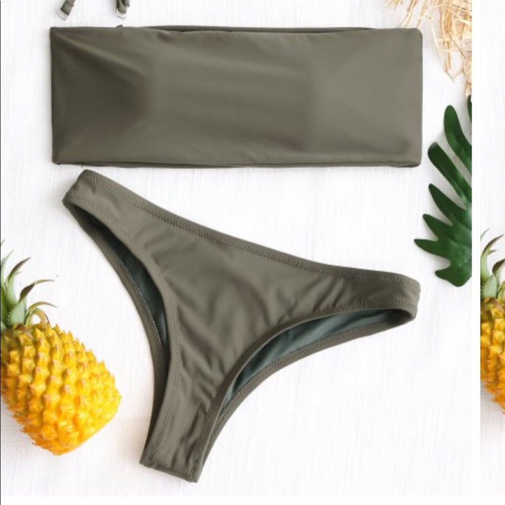OLIVE STRAPLESS BIKINI
